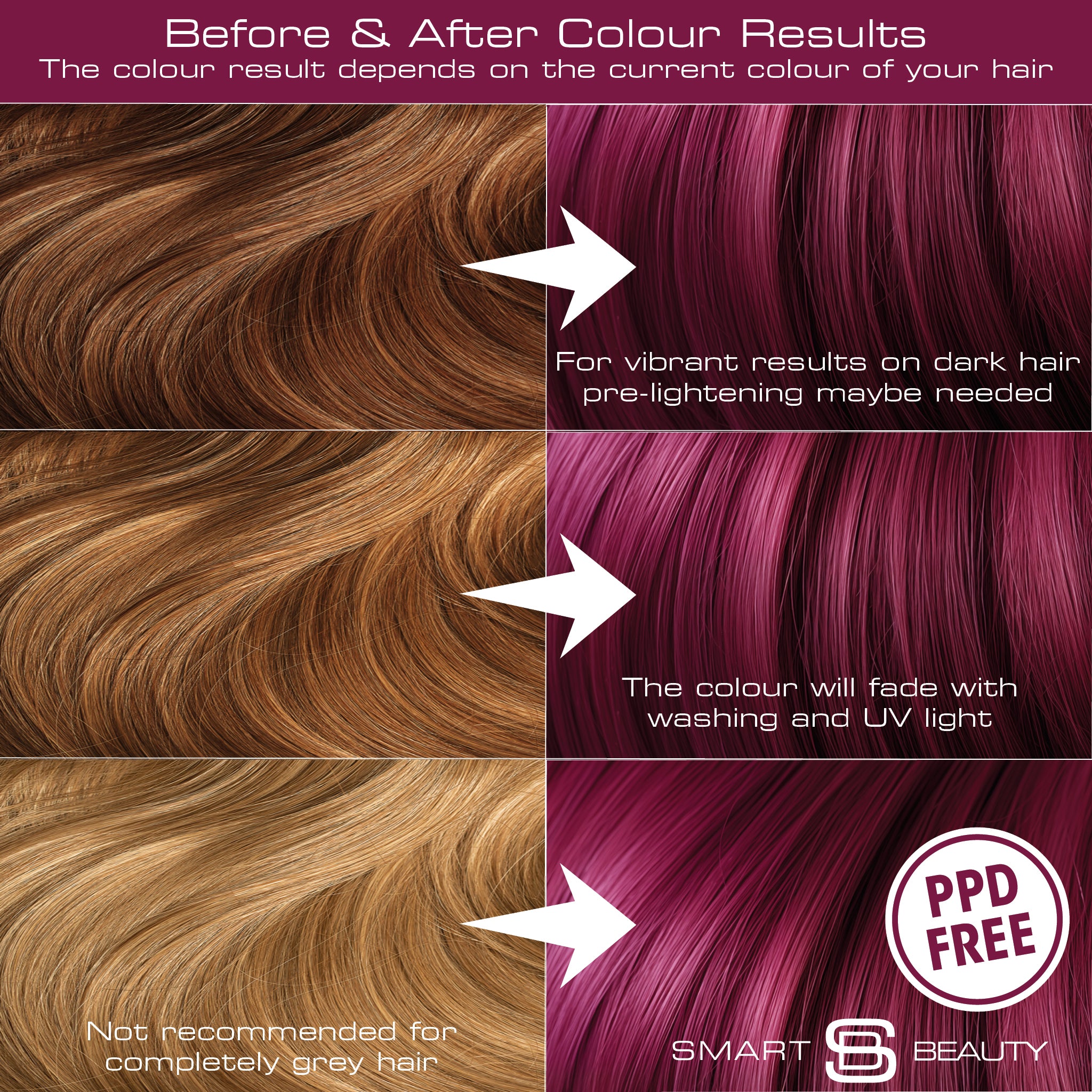 Rich Plum Hair Dye with Added Plex Hair Care Conditioner, Permanent Hair Colour